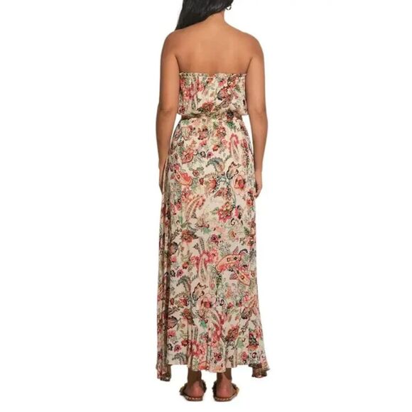 Elan Pink Floral Strapless Printed Maxi Dress Women’s Size Large Boho Vacation - Picture 2 of 10
